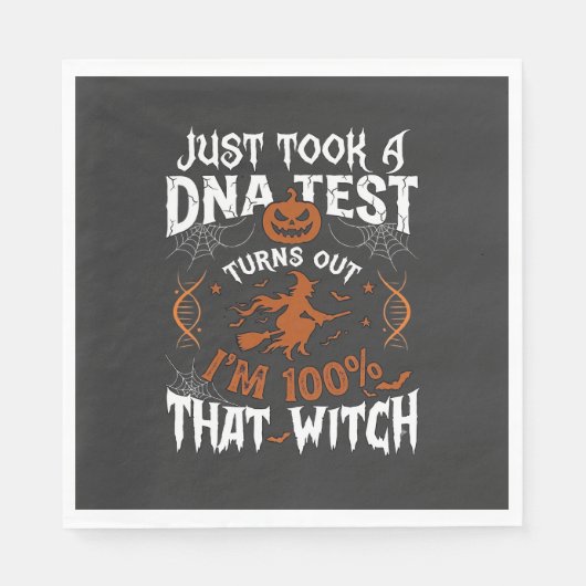 DNA検査の魔女 ハロウィン カボチャ クモの巣 スタンダードランチョンナプキン (正面)