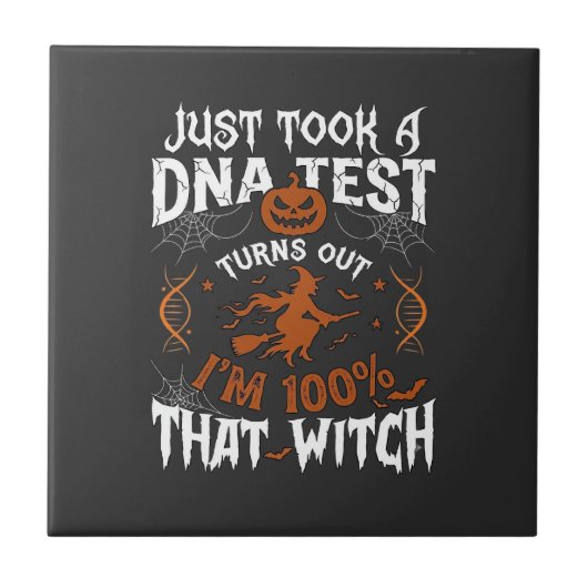 DNA検査の魔女 ハロウィン カボチャ クモの巣 タイル (正面)