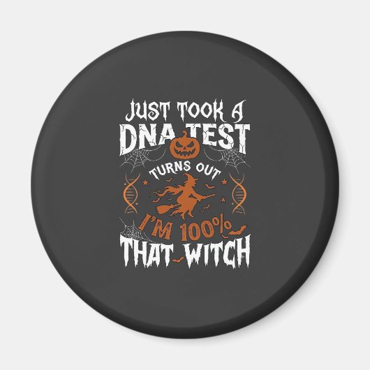 DNA検査の魔女 ハロウィン カボチャ クモの巣 マグネット (正面)