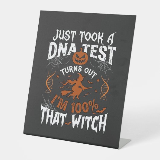 DNA検査の魔女 ハロウィン カボチャ クモの巣 台座サイン (正面)
