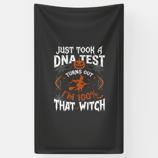 DNA検査の魔女 ハロウィン カボチャ クモの巣 横断幕 (縦)