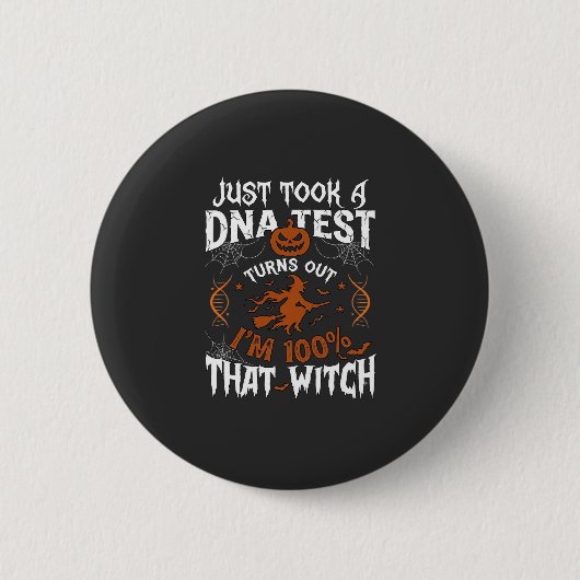 DNA検査の魔女 ハロウィン カボチャ クモの巣 缶バッジ (正面)