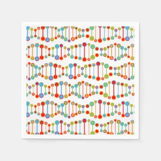 DNA構カラフル造パターン スタンダードカクテルナプキン (正面)