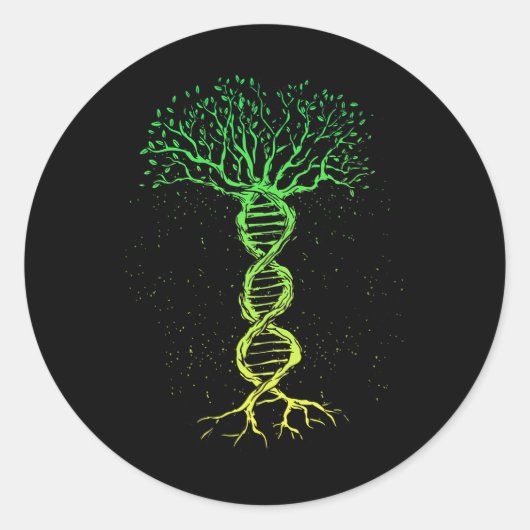 Dna樹木生命系図学生物学遺伝学 ラウンドシール (正面)