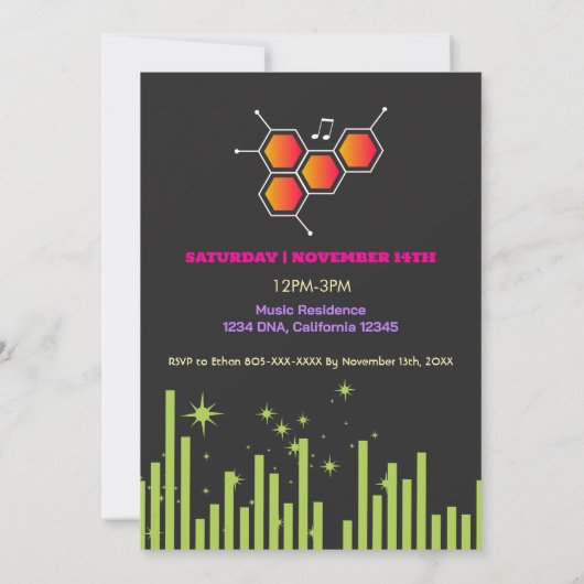 DNA走誕生日の音楽 招待状 (裏面)