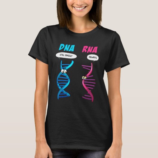DNA おもしろい RNA男性女性生物学の遺伝学の生物学者 Tシャツ (正面)
