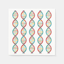 DNAミッドSTEMモダン生物学ストライプ白 スタンダードカクテルナプキン