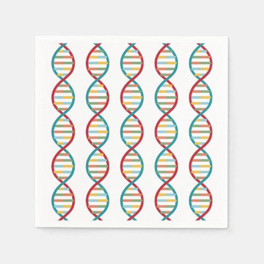 DNAミッドSTEMモダン生物学ストライプ白 スタンダードカクテルナプキン (正面)