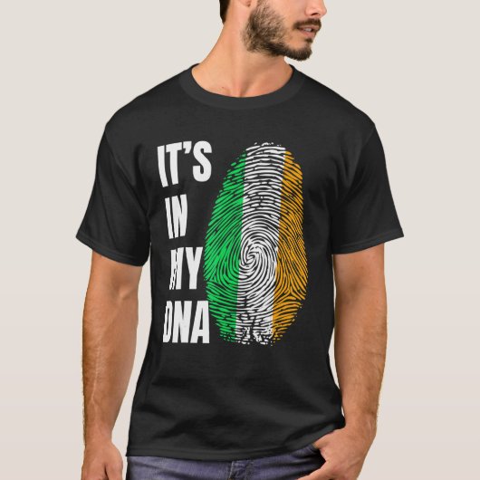 DNA+指紋生体認証+アイルランド+国旗 Tシャツ (正面)