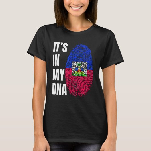 DNA+指紋+生体認証 ハイチの旗 ハイチ Tシャツ (正面)