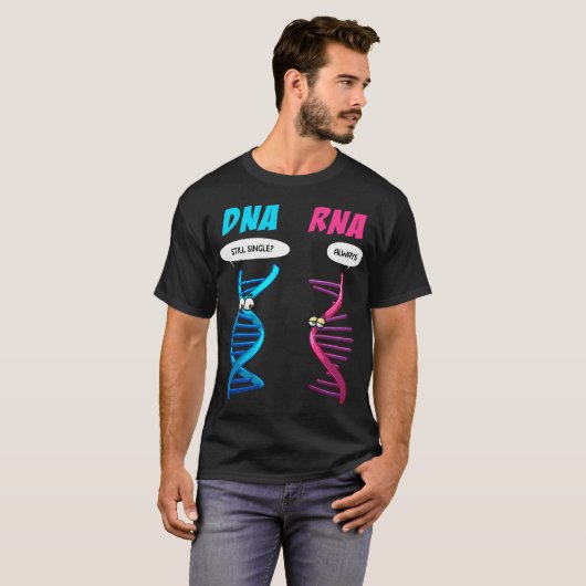 DNA RNAおもしろいデザイン男性女性生物学Bi Tシャツ (正面フル)
