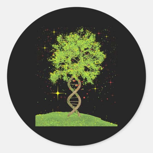 Dna Tree – 生物学生物学学生科学分野 ラウンドシール (正面)