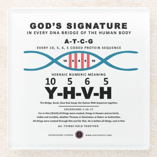 DNA-YHVHコード ガラスコースター (正面)