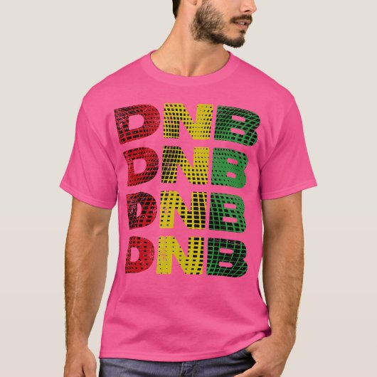 Dnbシャツレッドイエローグリーン抽象芸術ドラムNベース Tシャツ (正面)