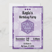 DnD誕生日パーティーDnD D20サイコロ 招待状 (正面)