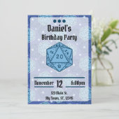 DnD 誕生日パーティー DnD D20 青いサイコロ 招待状 (スタンド正面)