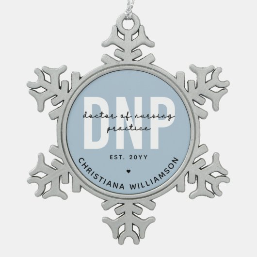 DNP看護カスタム練習医の卒業式 スノーフレークピューターオーナメント (正面)