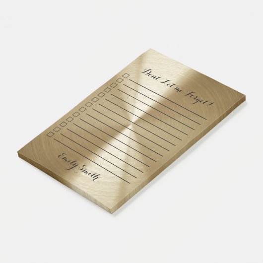 Doリストカスタムに並べられた金ゴールドメタリック ポストイット (アングル)