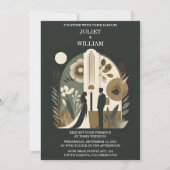 Doレトロ70s 80s Fast はっきりした Boho Courthouse's 結婚 招待状 (正面)