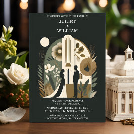 Doレトロ70s 80s Fast はっきりした Boho Courthouse's 結婚 招待状