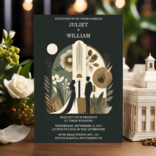 Doレトロ70s 80s Fast はっきりした Boho Courthouse's 結婚 招待状