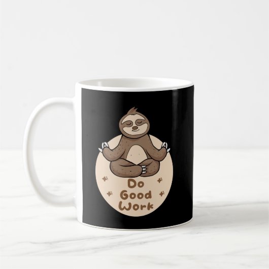 Do Good WorkかわいいおもしろいBrown Slothヨガ コーヒーマグカップ (左)