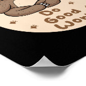 Do Good WorkかわいいおもしろいBrown Slothヨガ ポスター (角)