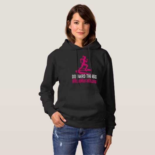 Do Hard Things Run Marathons Women Runner Graphic パーカ (正面フル)