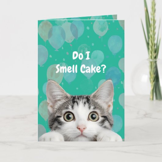 Do I Smell Cake Cute kitten Birthday Card カード (正面)