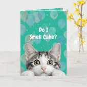 Do I Smell Cake Cute kitten Birthday Card カード (黄色い花)