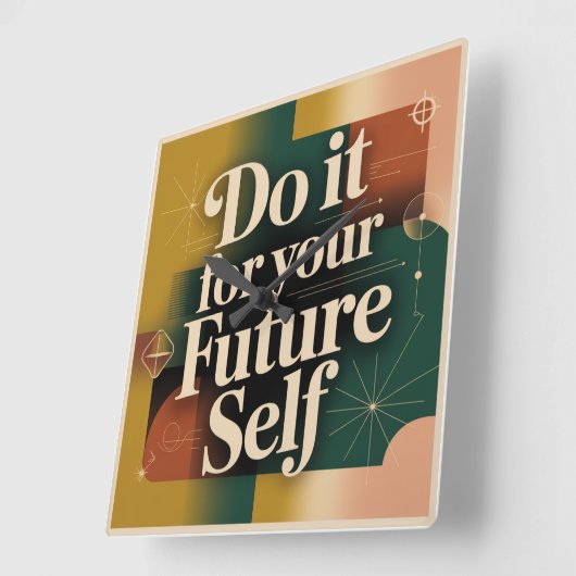 Do It For Your Future Self スクエア壁時計 (傾斜)
