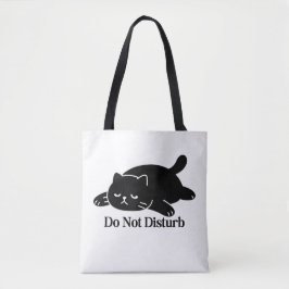 Do Not Disturb Black Cat Tote Bag Cute Lazy Cat トートバッグ