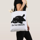 Do Not Disturb Black Cat Tote Bag Cute Lazy Cat トートバッグ (クローズアップ)