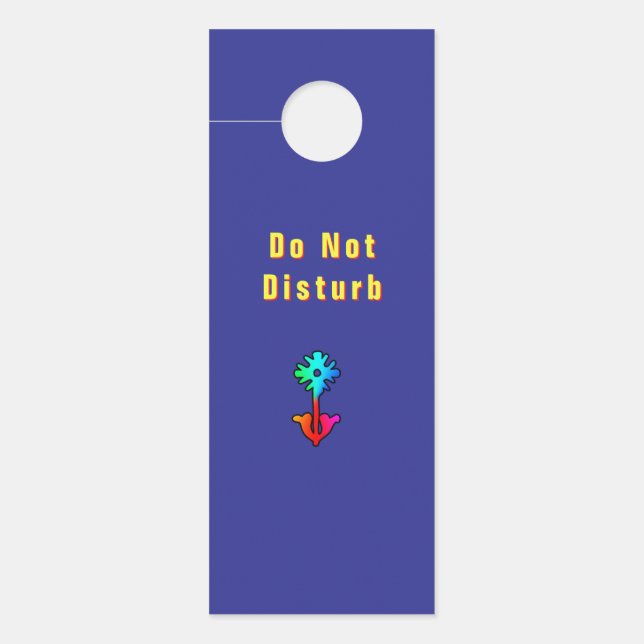 Do Not Disturb Flower Logo Blue   ドアノブサイン (正面)