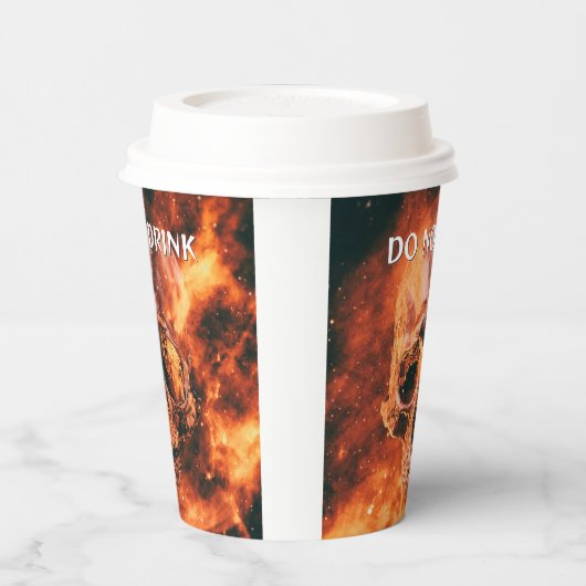 Do Not Drink. Flaming skull in space 紙コップ (左)