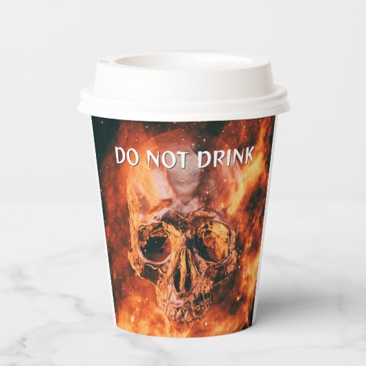 Do Not Drink. Flaming skull in space 紙コップ (裏面)