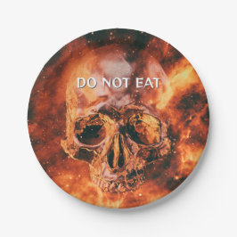 Do Not Eat. Flaming skull in space ペーパープレート
