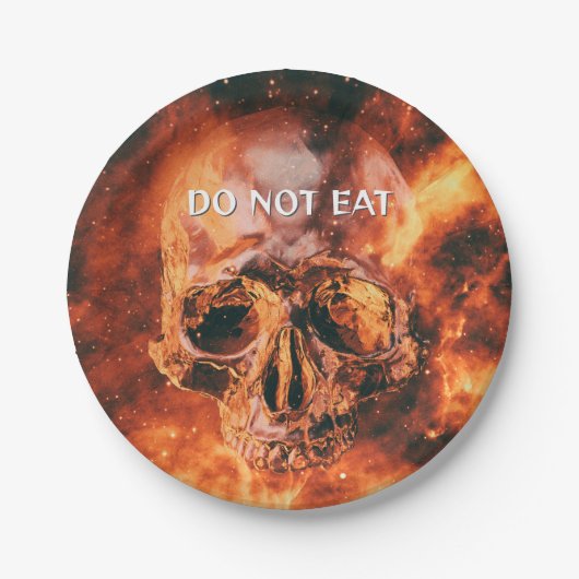 Do Not Eat. Flaming skull in space ペーパープレート (正面)
