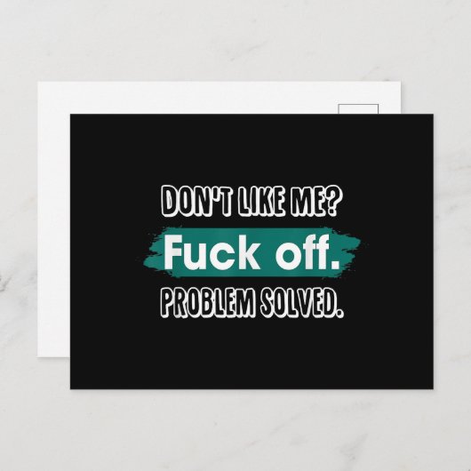 Do Not Like Me F*Ck Off Problem Resolved おもしろい Sas ポストカード (正面/裏面)