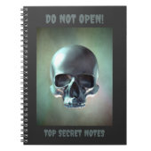 Do Not Open! Top Secret Notes. 3D skull render ノートブック (正面)