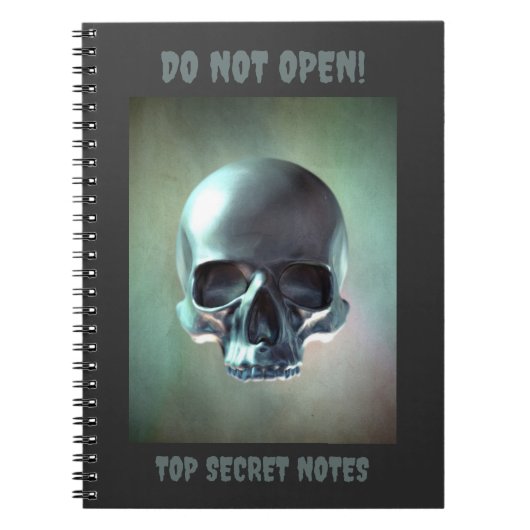 Do Not Open! Top Secret Notes. 3D skull render ノートブック (正面)