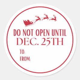 Do Not Open Until Christmas Santa ラウンドシール