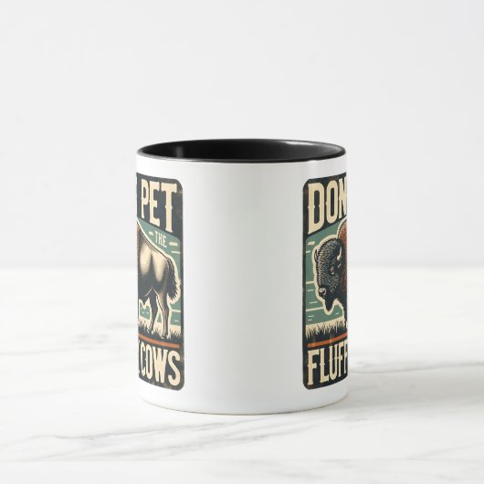 Do Not Pet the Fluffy Cows Yellowstone Bison マグカップ (中央)