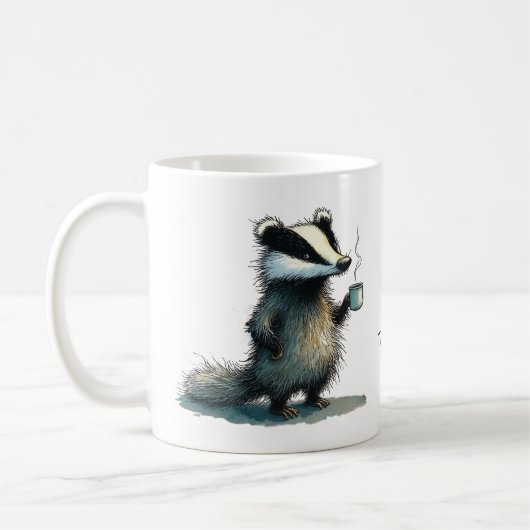 Do. Not. Touch. Whimsical Badger コーヒーマグカップ (左)