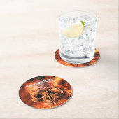 Do Not Use This. Flaming skull in space ラウンドペーパーコースター (インサイチュ)