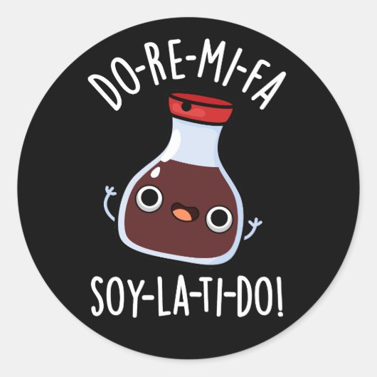 Do Re Mi Fa大豆La Ti Doしょうゆプリン黒いBG ラウンドシール (正面)