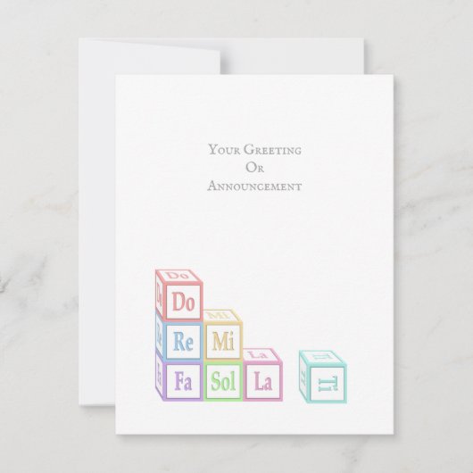 "Do Re Mi Fa So La Ti"スタックミュージカルベビーブロック ノートカード (正面)