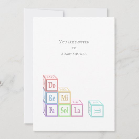 "Do Re Mi Fa So La Ti"スタックミュージカルベビーブロック 招待状 (正面)