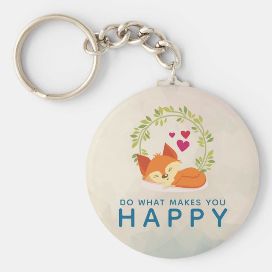 Do What Makes You Happy Sleepingキツネとハート キーホルダー (正面)