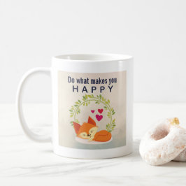 Do What Makes You Happy Sleepingキツネとハート コーヒーマグカップ